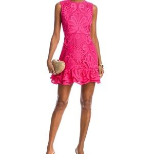 Aqua Pink Lace Mini Dress